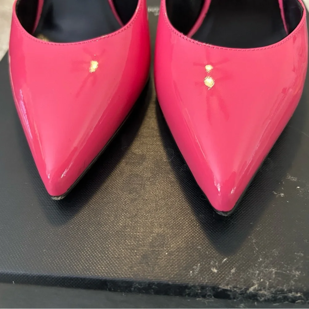 Saint Laurent Hot Pink Patent Leather Pointed Pumps - Picture 2 of 5
